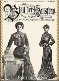 "Vintage german catalog - Blatt der Hausfrau 1902-3 with Patterns Instant Digital Download ONLY. All catalog files are located on Google Drive, you will receive a download link with the listing purchase. No physical item will be shipped Language: GERMAN Please notice that 19thC graphics were printed in a more primitive way than today so images and lines aren't as sharp as modern ones. This is a digital home copy of a very rare German magazine. Please note that this magazine and patterns are in G 1902 Fashion, Edwardian Dress Pattern, 1910 Dress, 1910s Fashion, Popular Magazine, Sewing Magazines, Edwardian Dress, Victorian Clothing, Patterned Sheets