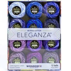 WonderFil 8wt Varigated Eleganza Pack of 12, Celestial Perle Cotton, Wool Applique, Cotton Ball, Cotton Set, Vintage Vogue, Embroidery Thread, Hand Embroidery