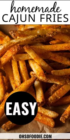 Text reads Homemade Cajun Fries Recipe:  Oven or Air Fryer Season Fries Recipe, French Fries Recipe Homemade, Fries Recipe Homemade, Fries Recipe Oven, Cajun Seasoning Recipe, Fry Seasoning, French Fry Seasoning