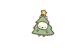 a drawing of a christmas tree with a skull on it's head and a star above its head