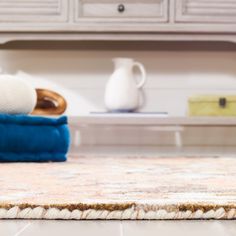 there is a blue towel on the counter