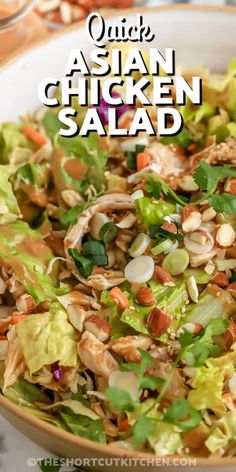 chicken salad with lettuce and almonds in a bowl