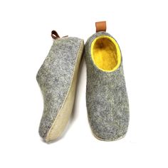 "Spring Weather Gifts - Easy pull on or off bedroom felted house shoes with biodegradable rubber crepe sole. These wool organic best house slippers are handmade to order in custom colors of 100% wool. The best comfortable gift for your cold feet. Comfortable and healthy feet. Size US 5 - 11.5 -DESIGN YOUR OWN - 37 NATURAL WOOL colors - MIX AND MATCH -  Organic wool slippers also are soft, lightweight and super comfortable. You'll love getting into them when you get home. Your foot will be not sw Felted House, Felted Wool Slippers, Wool Clogs, Felt House, Comfort Gifts, Bedroom Slippers, Christmas Gifts For Wife, Wool Slippers, Felted Slippers