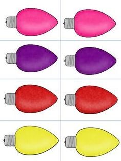 different colored lights are shown in the shape of an eggplant and one is red