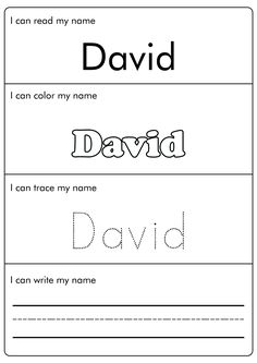 the worksheet for david and david's name is in black and white