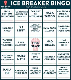 the ice breaker bingo game is shown