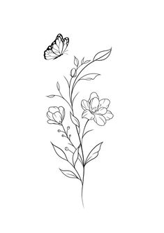 Flower Tattoos For Women With Words, Simple Palm Size Tattoos Ideas, Line Art Leg Tattoo, Daughter Tattoos For Mom Name, Dainty Hip Tattoos Women Flower, 30 Minute Tattoos, Dainty Painting Ideas, Line Of Flowers Tattoo, Line Art Tattoos Flower