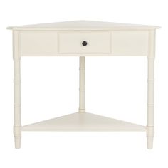 a white table with two drawers on the bottom and one drawer at the top that is open