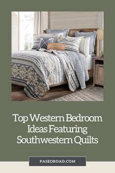 Desert Sage Reversible Quilt Set + Southwestern Quilt + Western Bedroom Ideas Southwestern Bedroom Ideas, Cute Western Room Ideas, Desert Quilt, Arizona Bedroom, Western Bedroom Ideas, Rustic Bedroom Inspiration, Southwest Bedroom