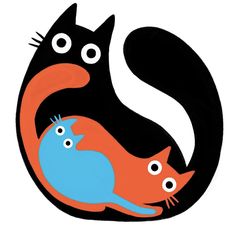 an image of two cats that are in the shape of a letter s