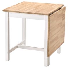 a wooden table with white legs on a white background