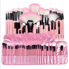 New Beauty Set 32 Pcs Professional Makeup Brushes Set, Premium Synthetic Cosmetic Face Eye Shadow Eyeliner Foundation Concealer Blush Lip Powder Liquid Cream Blending Brush Kit With Pouch Bag Case 32pcs Pink Makeup Brushes Set Organized Makeup, Clinique Eyeliner, Pink Makeup Brush, Face Makeup Brush, Pink Cosmetics, Makeup Brush Kit, Makeup Brush Set Professional, Clinique Makeup, Professional Makeup Brushes