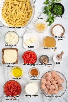 the ingredients for this pasta dish are shown