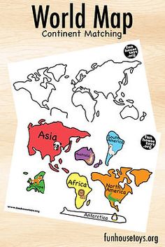 World Map Continents, Learning Centers Preschool, Reusable Sticker Book, Montessori Geography, School Age Activities, Earth Craft, Children's Church Crafts, Homeschool Geography