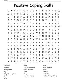 Coping Skills Crossword Puzzles, Positive Group Therapy Activities, Coping Skill Games, End Of Therapy Activities, Mental Health Wordsearches, Positive Word Search, Anger Coping Skills Worksheet, A To Z Coping Skills, Coping Skills Bingo Free Printable