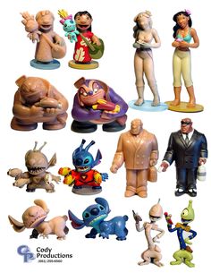 many different toy figurines are shown together