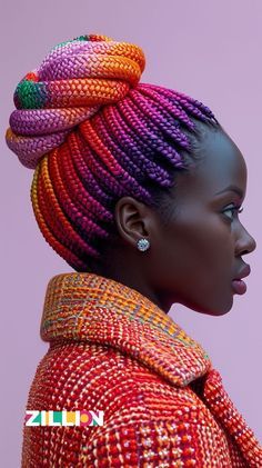 Colorful Braids, Braided Hairstyles For Black Women Cornrows, Hair And Makeup Tips, Beautiful Braids, Braided Hairstyles Updo, Colorful Hair, Natural Hair Braids, Braided Hairstyles For Black Women, Artistic Hair