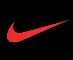 the nike logo is shown in red on a black background and it appears to be dark