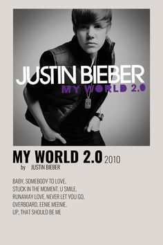 a poster with the words, my world 2 0 and an image of a boy in black