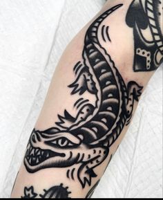 a man's arm with a dragon tattoo on it