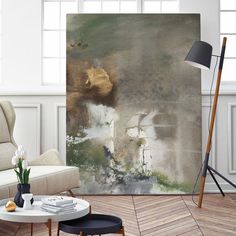 a living room scene with focus on the painting