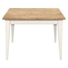 a white table with a wooden top on a white background