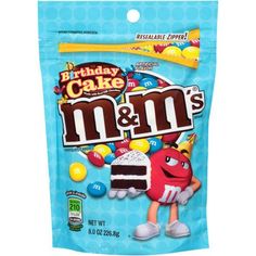 a bag of m & m's birthday cake mix