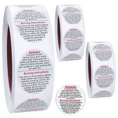 three rolls of toilet paper with instructions on the front and back of each roll,