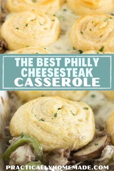 the best phily cheesesteak casserole recipe is made with crescent rolls and mushrooms