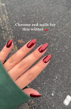 Chrome Red Nails, Chrome Red, Nagellack Trends, Colorful Nails, Red Nail, Fire Nails, Pretty Acrylic Nails, Chic Nails