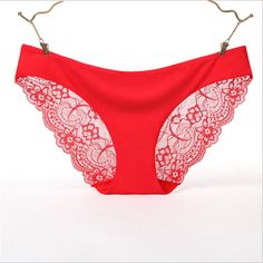 This Is For 1 Pair Of Beautiful Lace Full Sheer Coverage On Back In Red Sexy Lo-Rise Seamless (No-Show) Design **Pics That Show Colors Other Than Red Are Just Included To Show Different Angles, Close-Ups, Etc. Nylon / Cotton Pershingresale.Com 86-1 Plus Size Brands, Shirts For Leggings, Personalized Embroidery, High Waist Fashion, Lace Thong, Lace Back, Briefs, Low Rise, Lingerie