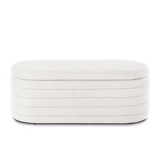 a white round ottoman cushion on a white background