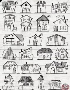 hand drawn houses on a piece of paper