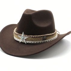 Brown Western Cowboy, Cowgirl Hat, Lone Star Strap, Men Women Retro Wide Brim Cowgirl Hat, Cowboy Cowgirl, Cowgirl Hats, Cowboy And Cowgirl, Brown Silver, Lone Star, Western Cowboy, Wide Brimmed, Cowboy Hats