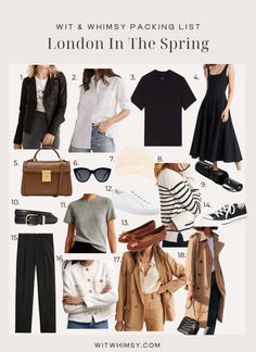 London in Spring Packing List Traveling To London Packing Lists, June London Outfits, Spring In England Outfits, London In August Outfits, Outfits For London In May, What To Wear In London In May, Spring In London Outfits, London Spring Outfit Packing Lists, London In May Outfit