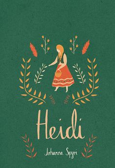 an illustration of a woman in a dress with leaves around her and the words heidu above it