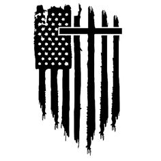 an american flag with a cross on it