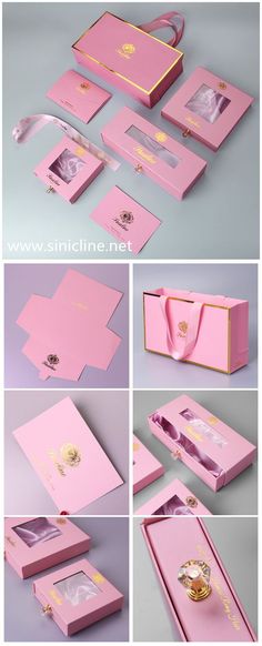 the pink box is open and has gold trim