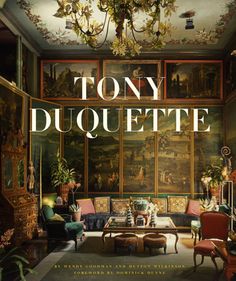 the cover of tony duquette's book, with an image of a living room