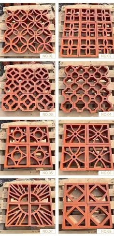 four different types of decorative iron grates on pallets with instructions to make them look like they are made out of wood