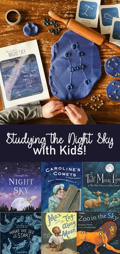 children's books with the title studying the night sky with kids activities and games