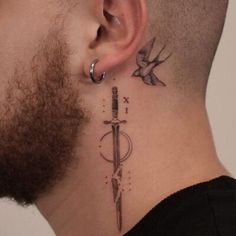 Men's Neck Tattoo, Tattoos On Neck Men, Tattoo Di Leher, Neck Small Tattoo Men, Side Neck Tattoo Ideas For Men, Neck Side Tattoo Men, Men’s Side Neck Tattoo, Back Neck Tattoo Men Ideas, Tatos Men