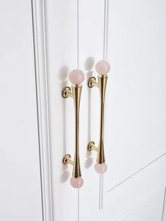 Polished Brass & Stone Pull Door Handles Parisian Decor Living Room, Parisian Bedroom Decor, Gold Cabinet Hardware, Parisian Decor