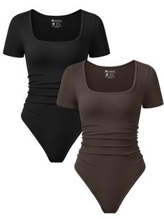 PRICES MAY VARY. Material - This short sleeve ruched bodysuits is made of 90% nylon,10% spandex. Llight weight, super soft and high-stretch fabric with a second-skin feel. Design - Going out bodysuits for women.waist ruched, slim fit, short sleeve, square neck, solid color. This bodysuits is the must-have item in wardrobe. Matching - Casual comfort bodysuits for women, matching with jacket, shorts, jeans, leggings, cargo pants or cardigan.Perfect for daily casual wear. Occassion - Basic bodysuit Amazon Bodysuit, Wardrobe Build, Bodysuit Short Sleeve, Closet Basics, Girls Streetwear, Basic Bodysuit, Body Suits, Women Waist, Body Suit With Shorts