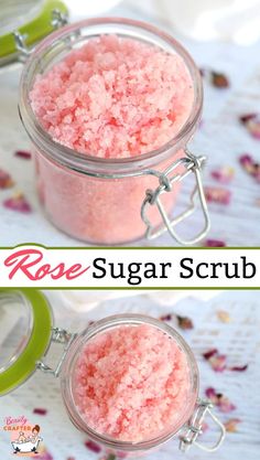 Rose Sugar Scrub, Rose Scrub, Mint Sugar Scrub, Scrub Skin, Diy Body Scrub Recipes, Diy Sugar Scrub Recipe, Lip Scrub Recipe, Lip Scrub Homemade