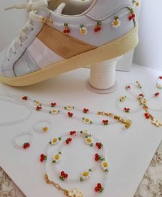 Beaded Shoes, Flowers Handmade