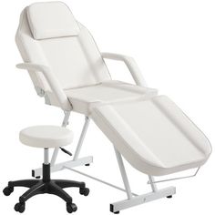 The backrest and footrest are both adjustable to provide various comfortable seating and lying postures. With the backrest going up 80° and the footrest down 85°, the Paddie massage bed could be converted to a massage table to guarantee its multi-function and optimal convenience for estheticians. Detachable headrest with face hole and removable armrests facilitates free massage postures conversion. Inbox Zero Leg Color: White, Upholstery Color: Kenderick White Faux Leather | Inbox Zero Kenderick Tattoo Table, Salon Tattoo, Tattoo Chair, Lash Bed, Massage Equipment, Massage Bed, Massage Table, Round Stool, Inbox Zero