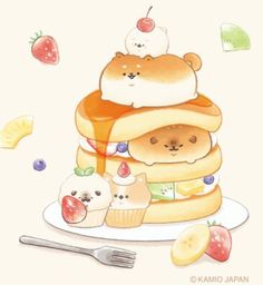 there is a drawing of some food on the plate and it looks like they are hugging each other