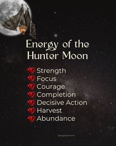 the energy of the hunter moon is shown in this graphic above it's description