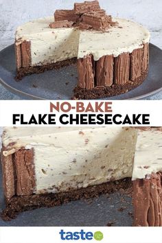 there is no - bake cheesecake on the plate and it's ready to be eaten